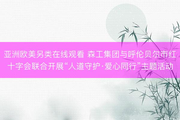 亚洲欧美另类在线观看 森工集团与呼伦贝尔市红十字会联合开展“人道守护·爱心同行”主题活动
