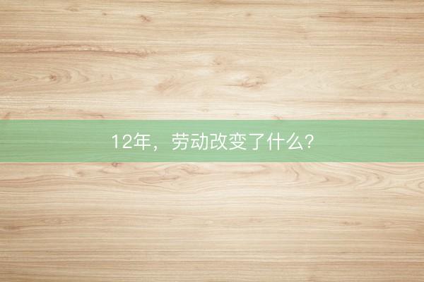 12年，劳动改变了什么？