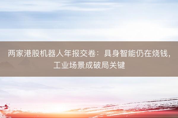 两家港股机器人年报交卷：具身智能仍在烧钱，工业场景成破局关键