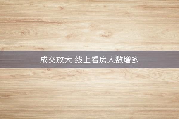 成交放大 线上看房人数增多