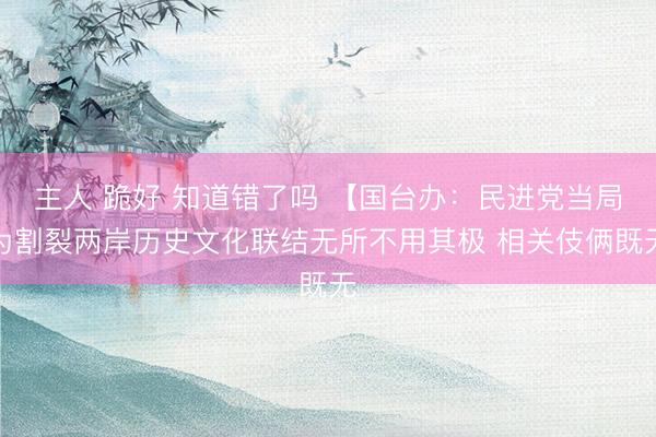 主人 跪好 知道错了吗 【国台办：民进党当局为割裂两岸历史文化联结无所不用其极 相关伎俩既无
