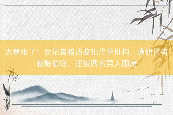 太嚣张了！女记者暗访监犯代孕机构，遭研讨者栽赃偷窃，还被两名男人围堵