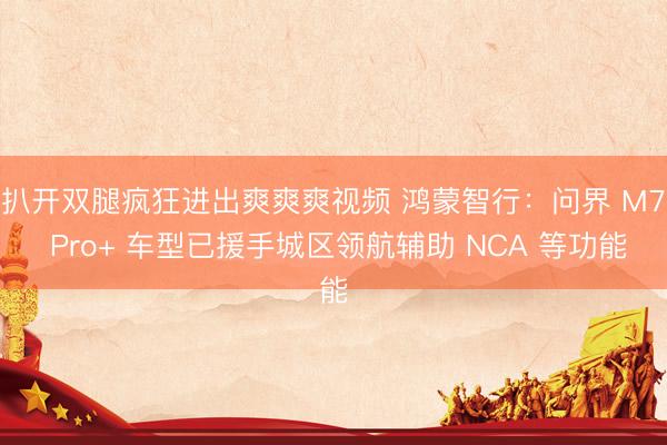 扒开双腿疯狂进出爽爽爽视频 鸿蒙智行：问界 M7 Pro+ 车型已援手城区领航辅助 NCA 等功能