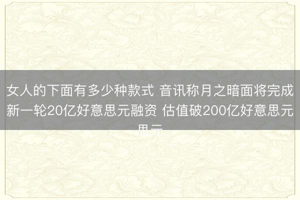 女人的下面有多少种款式 音讯称月之暗面将完成新一轮20亿好意思元融资 估值破200亿好意思元