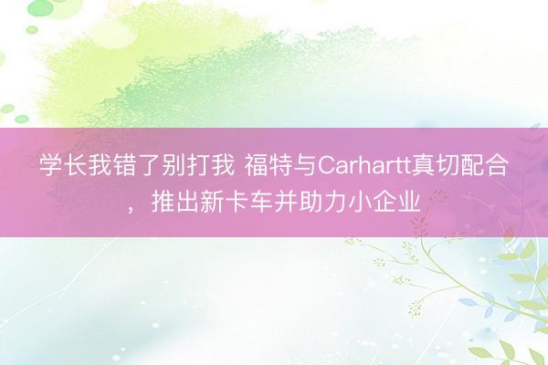 学长我错了别打我 福特与Carhartt真切配合，推出新卡车并助力小企业