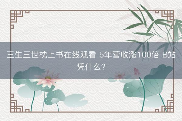 三生三世枕上书在线观看 5年营收涨100倍 B站凭什么？