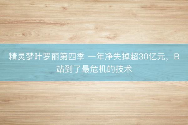 精灵梦叶罗丽第四季 一年净失掉超30亿元，B站到了最危机的技术