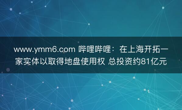 www.ymm6.com 哔哩哔哩：在上海开拓一家实体以取得地盘使用权 总投资约81亿元