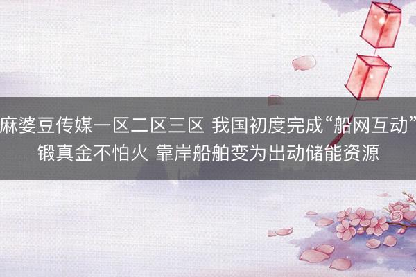 麻婆豆传媒一区二区三区 我国初度完成“船网互动”锻真金不怕火 靠岸船舶变为出动储能资源