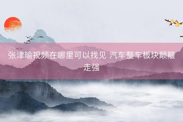 张津瑜视频在哪里可以找见 汽车整车板块颠簸走强
