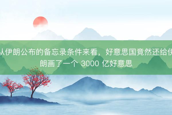 从伊朗公布的备忘录条件来看，好意思国竟然还给伊朗画了一个 3000 亿好意思